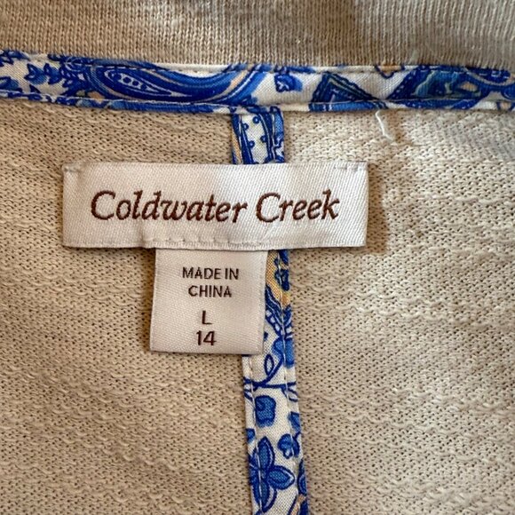 Coldwater Creek Womens Beige Single Button Long Sleeve Cotton Sweater Blazer L - Picture 5 of 7